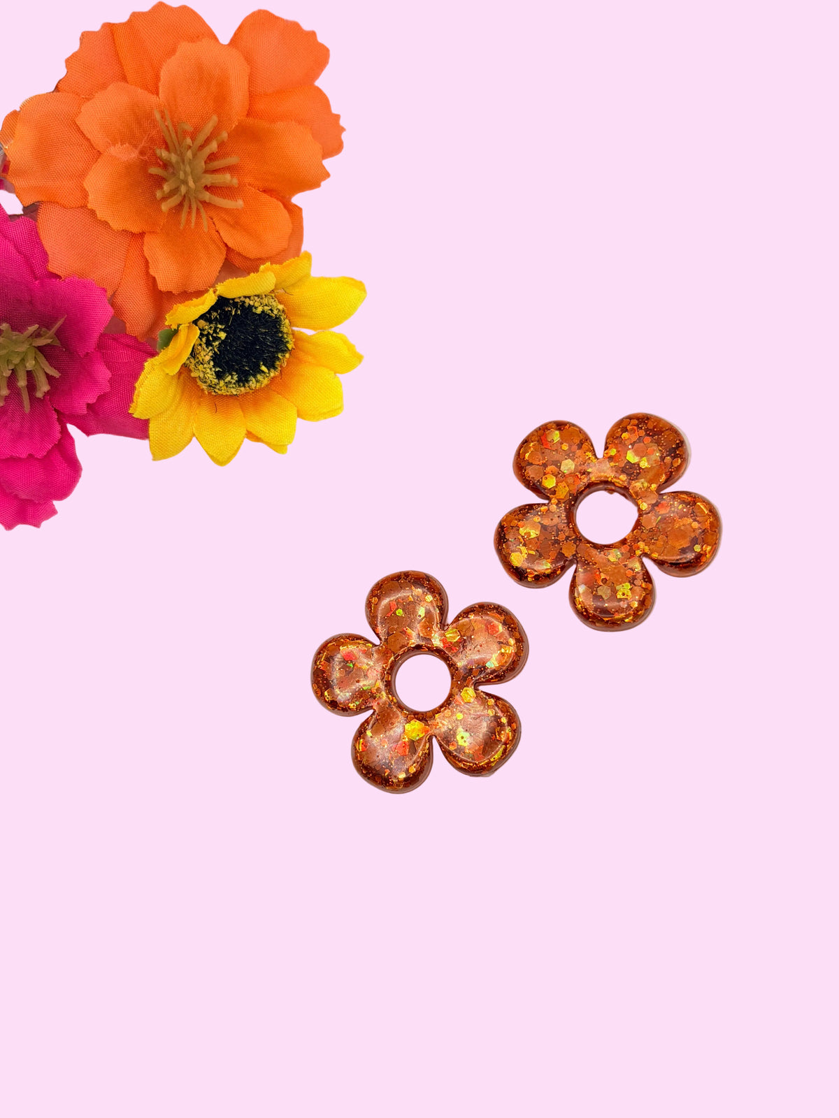 Les Bloom orange cuivré pailleté