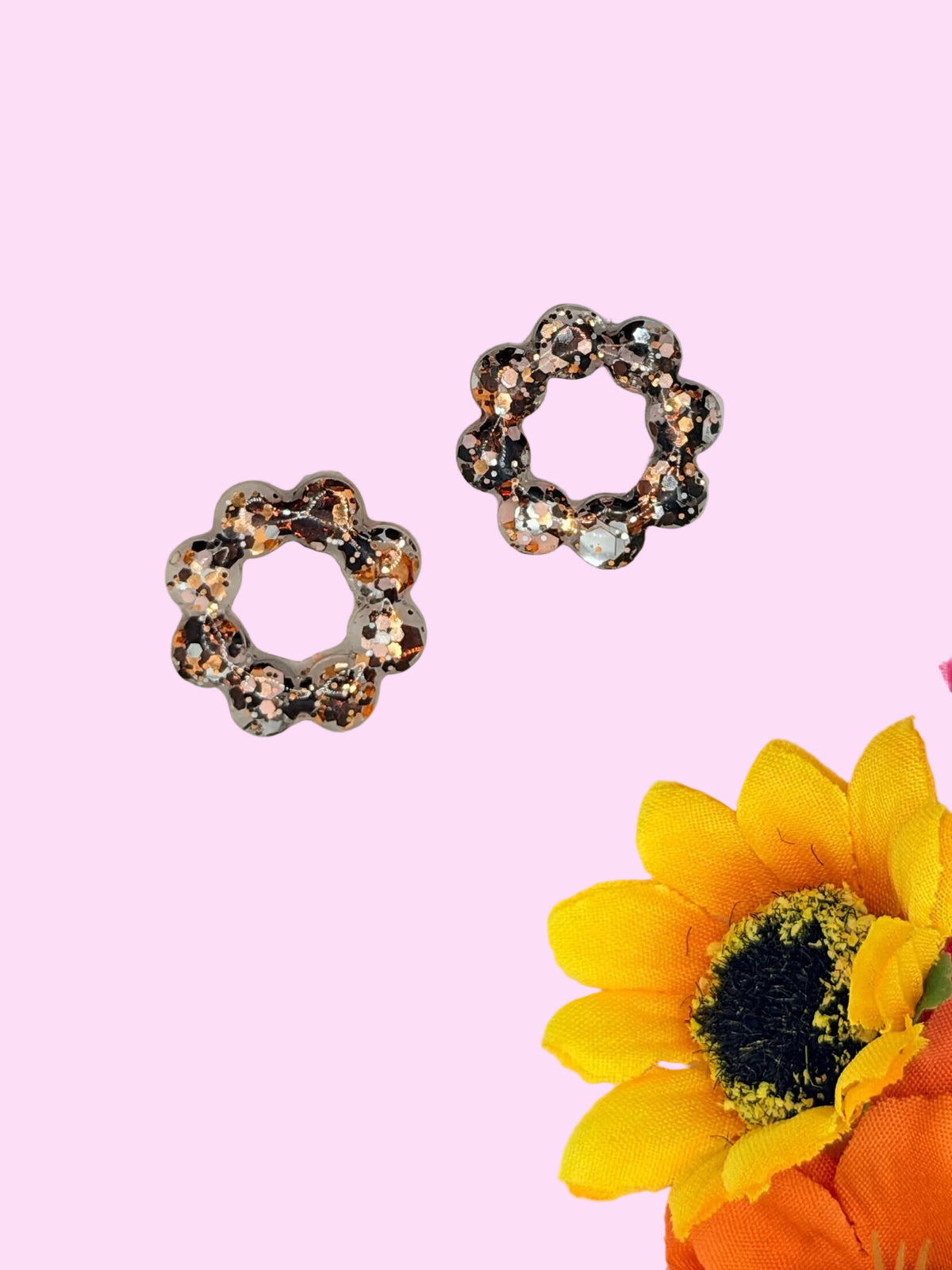 Les Bloom bubble marron pailleté et rose pâle