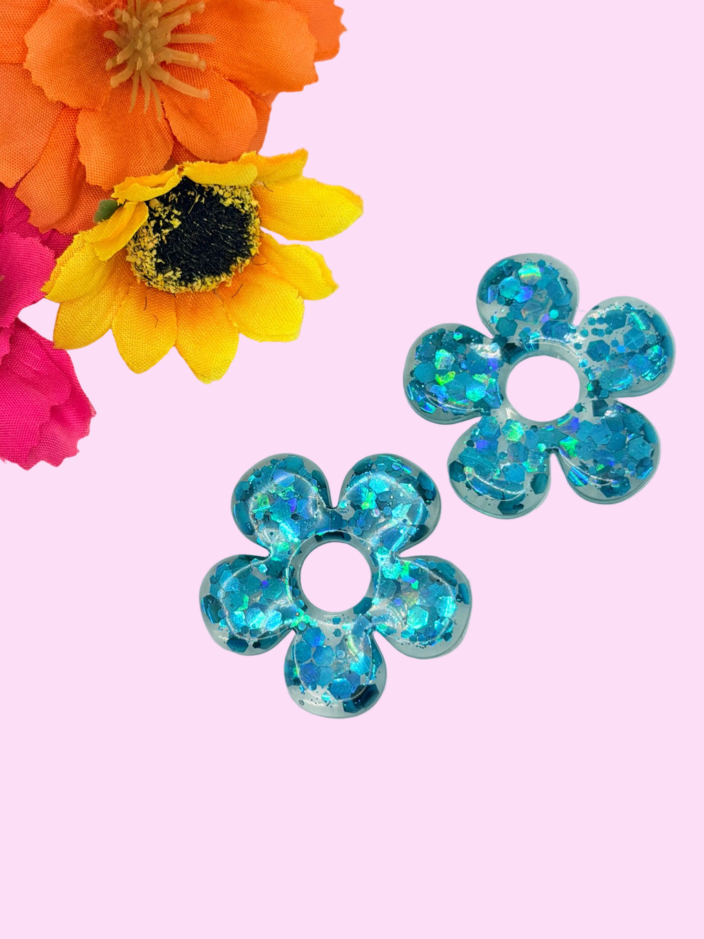 Les Bloom bleu turquoise pailleté