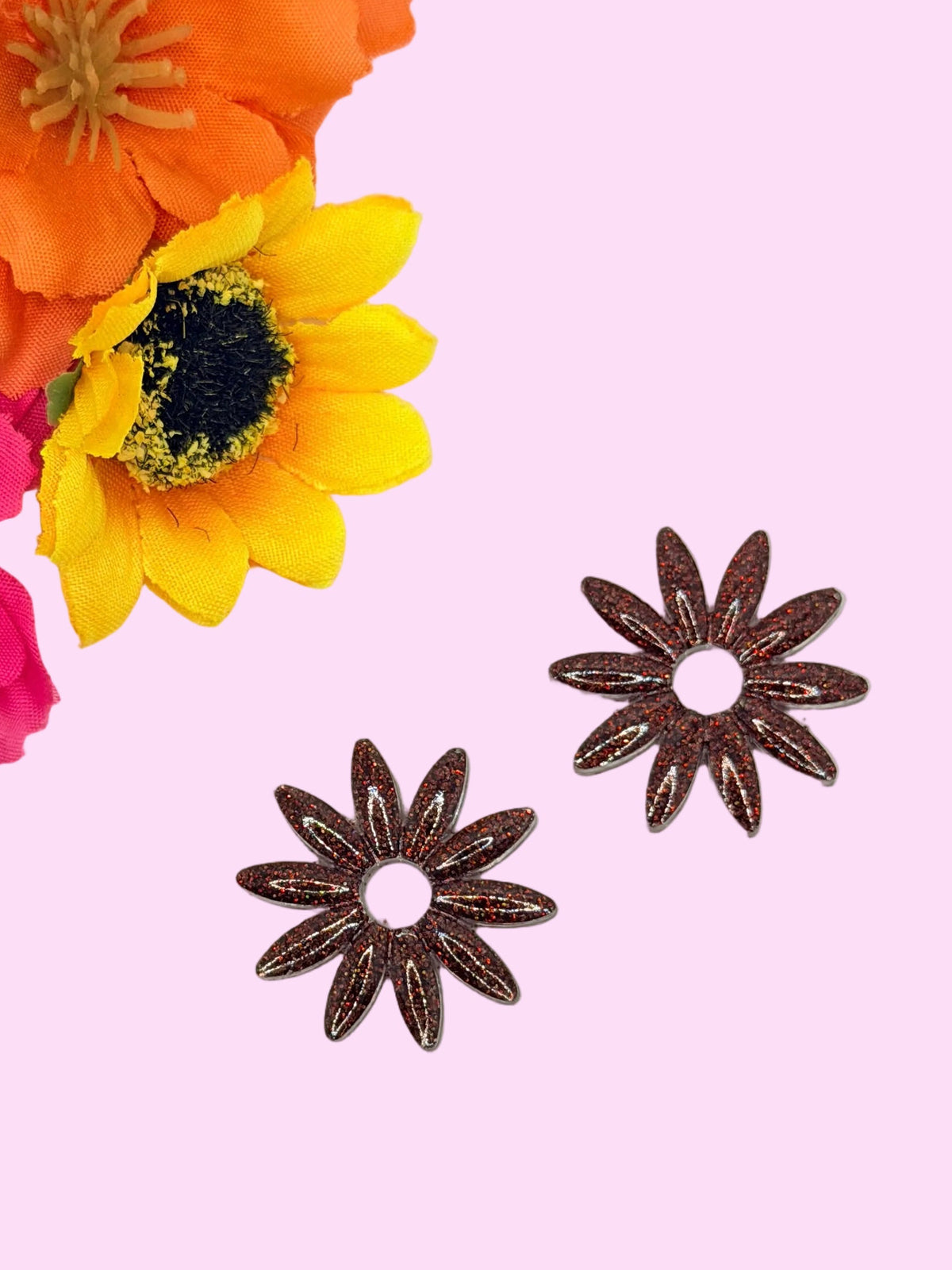 Les Bloom marguerite marron pailleté