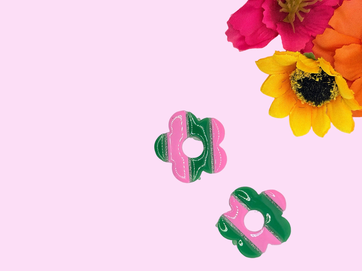 Les Bloom rayé verte et rose
